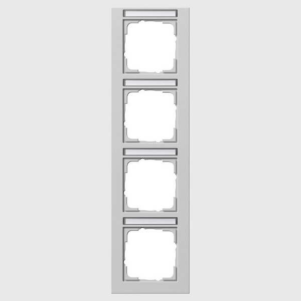 Gira 111437 Abdeckrahmen 4-fach senkrecht Beschriftungsfeld Gira E2 Grau m