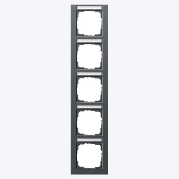 Gira 111523 Abdeckrahmen 5-fach senkrecht Beschriftungsfeld Gira E2 Anthrazit