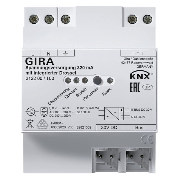 Gira 212200 Spannungsversorgung 320 mA Drossel OneKNX REG