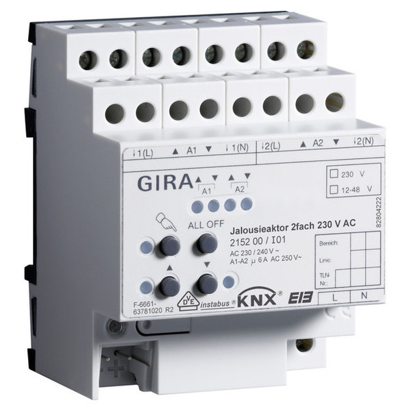 Gira 215200 Jalousieaktor 2-fach AC 230 V Hand KNX REG