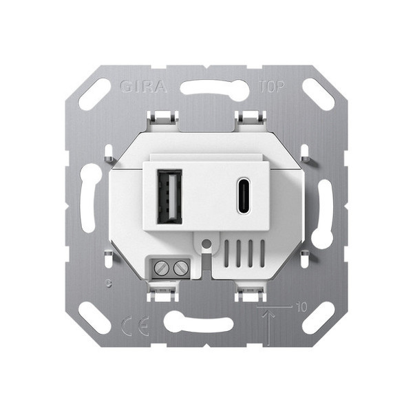 Gira 234900 USB-Spannungsversorgung 2-fach Typ A/C Einsatz Weiß