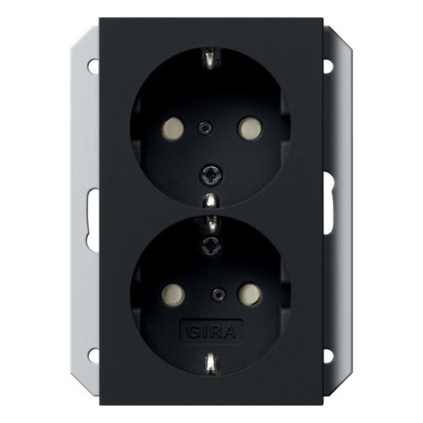 Gira 2731005 2-fach-SCHUKO-Steckdose SP für UP-Dose 1-fach System 55 Schwarz m