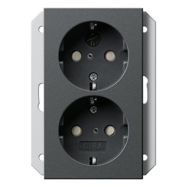 Gira 273128 2-fach-SCHUKO-Steckdose SP für UP-Dose 1-fach System 55 Anthrazit