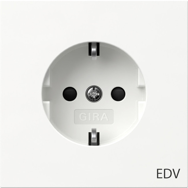 Gira 446170 SCHUKO-Steckdose Aufdruck EDV + SP Flächenschalter Reinweiß