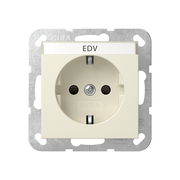Gira 446201 SCHUKO-Steckdose Beschriftungsfeld + SP System 55 Cremeweiß