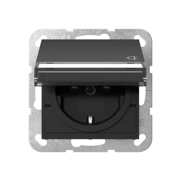 Gira 4557005 SCHUKO-Steckdose KD Beschriftungsfeld + SP System 55 Schwarz m