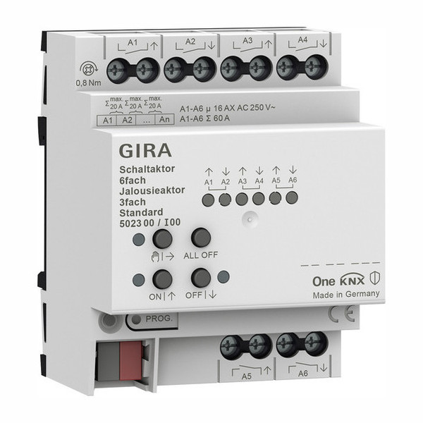 Gira 502300 Schalt-/Jalousieaktor 6-fach/3-fach 16 A Std OneKNX REG