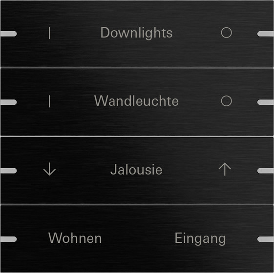 Gira 5034126 Wippenset 4-fach individuell Tastsensensor 4.95 Alum.Schwarz(elox.)