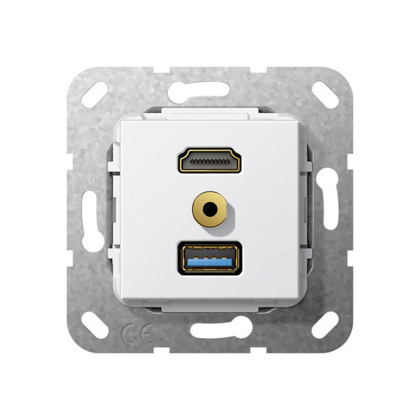 Gira 568103 HDMI USB 3.0 A M-Klinke K-poligeitsche Einsatz Reinweiß
