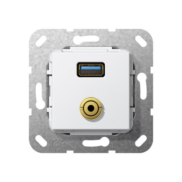 Gira 568603 USB 3.0 A M-Klinke Kpl. K-poligeitsche Einsatz Reinweiß