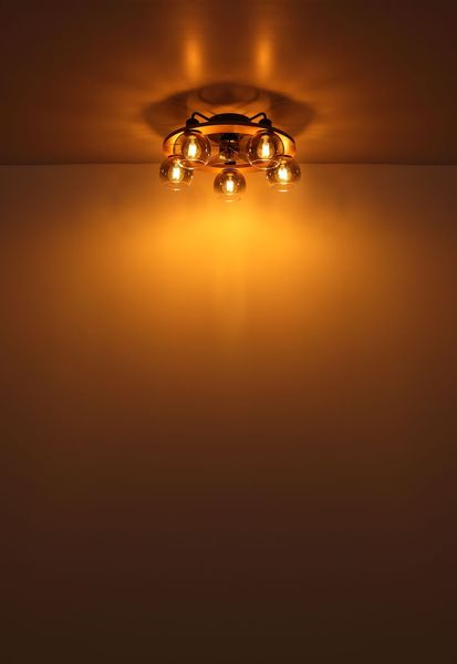 Globo Lamotta E27 Ventilator 5-fach Schwarz Matt, Metall Fernbedienung Ø13cm 03639