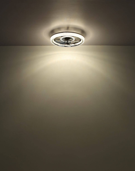 Globo LED Deckenventilator Cirilla 30W dimmbar Fernbedienung CCT warm-/tageslichtweiss Schwarz matt klar Acrylkristalle Ø48cm