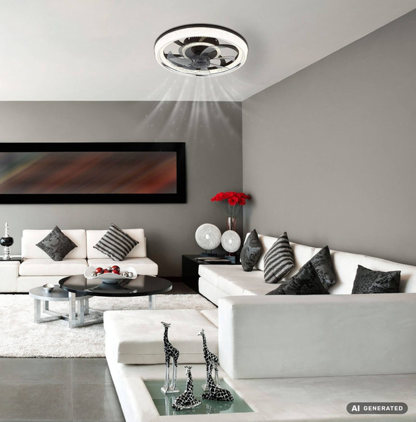 Globo LED Deckenventilator Cirilla 30W dimmbar Fernbedienung CCT warm-/tageslichtweiss Schwarz matt klar Acrylkristalle Ø48cm