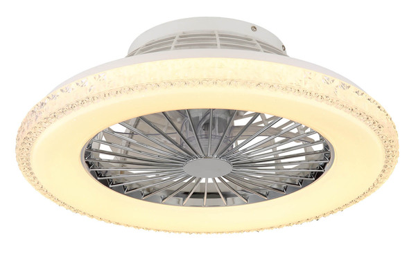Globo Corusso LED Deckenventilator 40W CCT Verchromt, Metall Fernbedienung Nachtlicht Memoryfunktion Ø50cm 03654