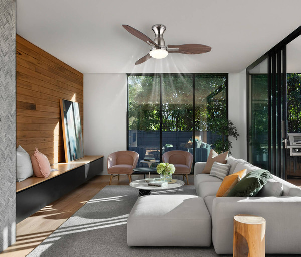 Globo Gale LED Deckenventilator 22W CCT Nickel Matt, Metall Fernbedienung Memoryfunktion 32,5cm 03671N