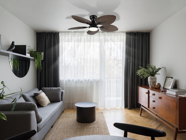 Globo Elise LED Deckenventilator 22W CCT Schwarz Matt, Metall Fernbedienung Memoryfunktion 28,5cm 03672B