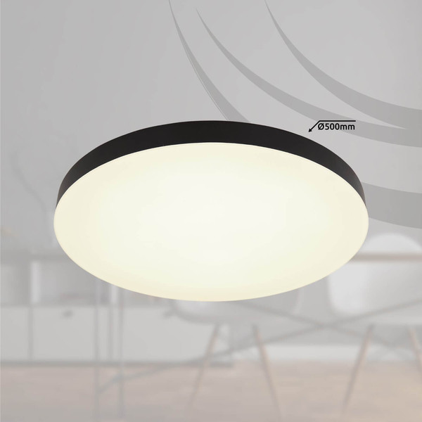 Globo LED Deckenleuchte Matthew 50W CCT warm-/neutral-/tageslichtweiss Schwarz matt Ø50cm