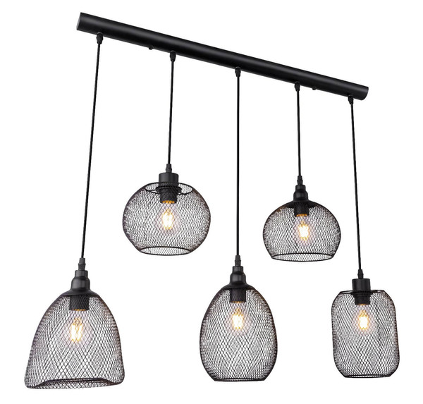 Globo Pendelleuchte Anya 5-flammig E27 Schwarz Metall 120x89cm