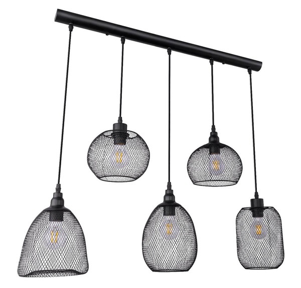 Globo Pendelleuchte Anya 5-flammig E27 Schwarz Metall 120x89cm