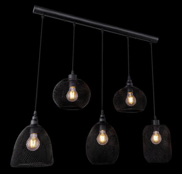 Globo Pendelleuchte Anya 5-flammig E27 Schwarz Metall 120x89cm