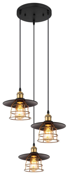 Globo Viejo E27 Hängeleuchte 3-fach Schwarz Matt, Metall Ø22cm 15086-3BH