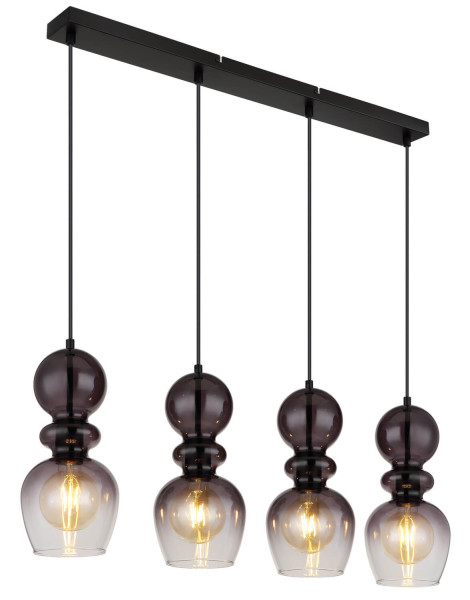 Globo Clarity E27 Hängeleuchte 4-fach 25W Schwarz Matt, Metall Ø15cm 15174-4H