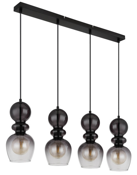 Globo Clarity E27 Hängeleuchte 4-fach 25W Schwarz Matt, Metall Ø15cm 15174-4H