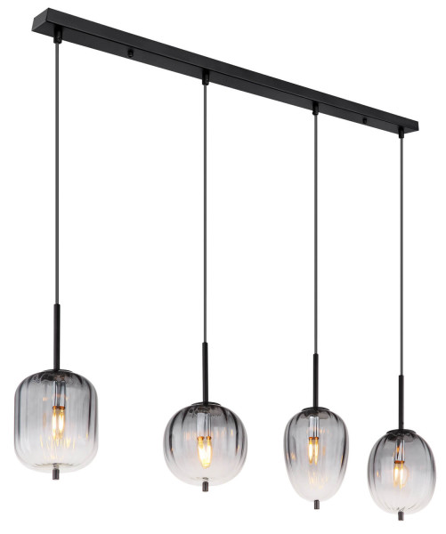 Globo Attila E14 Hängeleuchte 4-fach 40W Schwarz Matt, Metall 120cm 15215-4