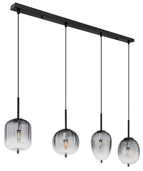 Globo Attila E14 Hängeleuchte 4-fach 40W Schwarz Matt, Metall 120cm 15215-4