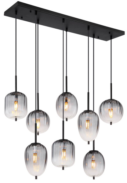 Globo Attila E14 Hängeleuchte 8-fach 40W Schwarz Matt, Metall 120cm 15215-8
