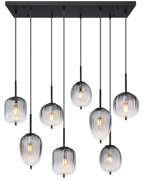 Globo Attila E14 Hängeleuchte 8-fach 40W Schwarz Matt, Metall 120cm 15215-8