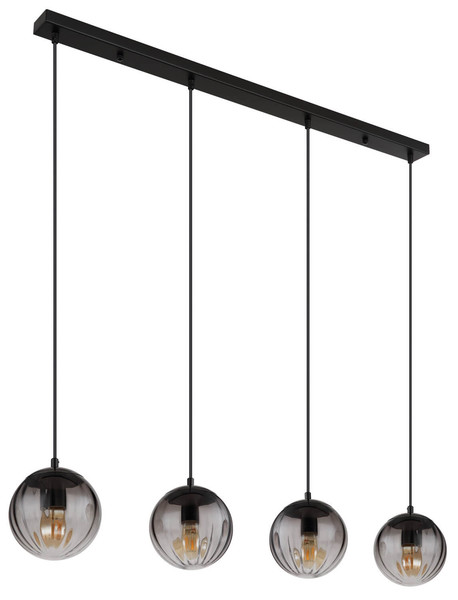 Globo Dallerta E27 Hängeleuchte 4-fach 60W Schwarz Matt, Metall Ø17cm 15216-4