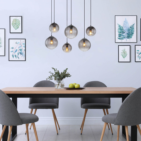 Globo Dallerta E27 Hängeleuchte 6-fach 60W Schwarz Matt, Metall 120cm 15216-6