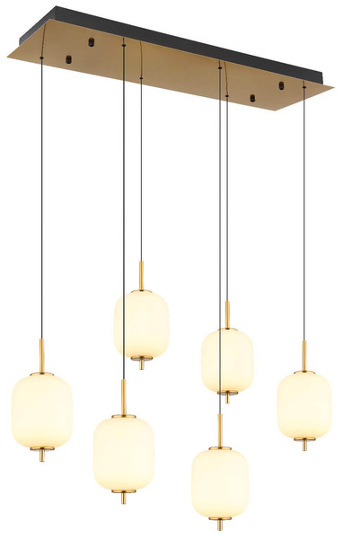 Globo LED Pendelleuchte Ewald 40W warmweiss Messingfarben Metall Glas 220x80,5cm