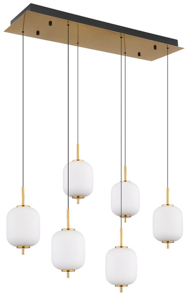 Globo LED Pendelleuchte Ewald 40W warmweiss Messingfarben Metall Glas 220x80,5cm