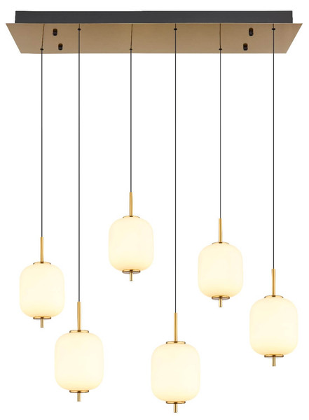 Globo LED Pendelleuchte Ewald 40W warmweiss Messingfarben Metall Glas 220x80,5cm