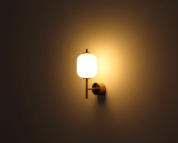 Globo LED Wandleuchte Ewald 7W warmweiss Messingfarben Metall Glas 32,5x13,5cm