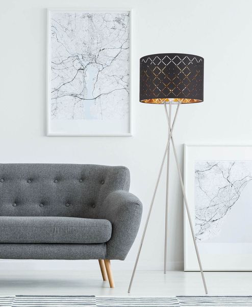 Globo Clarke E27 Stehleuchte Nickel Matt, Metall Ø45cm 15229S1