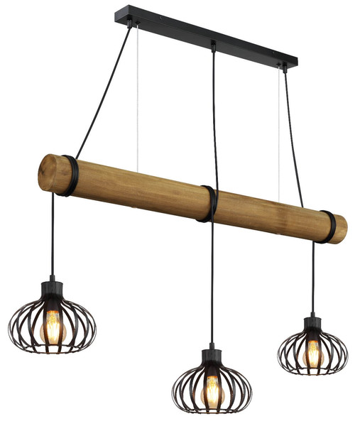 Globo Pendelleuchte Caldwell 3-flammig E27 Schwarz matt Metall Metallstäbe 150x100cm