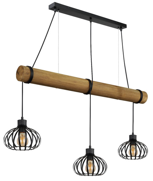 Globo Pendelleuchte Caldwell 3-flammig E27 Schwarz matt Metall Metallstäbe 150x100cm