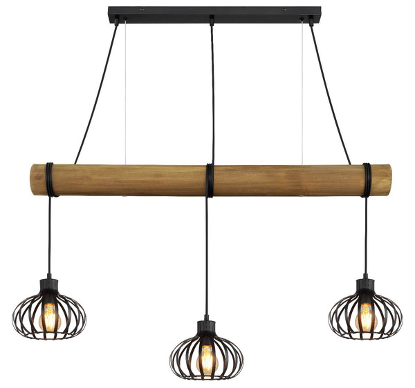 Globo Pendelleuchte Caldwell 3-flammig E27 Schwarz matt Metall Metallstäbe 150x100cm