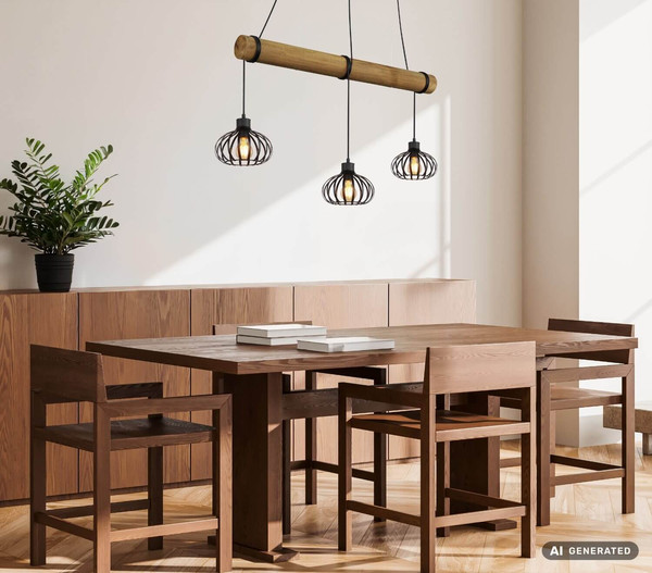 Globo Pendelleuchte Caldwell 3-flammig E27 Schwarz matt Metall Metallstäbe 150x100cm