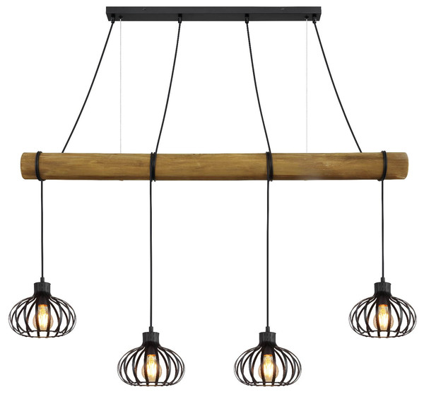 Globo Pendelleuchte Caldwell 4-flammig E27 Schwarz matt Metall Metallstäbe 150x125cm