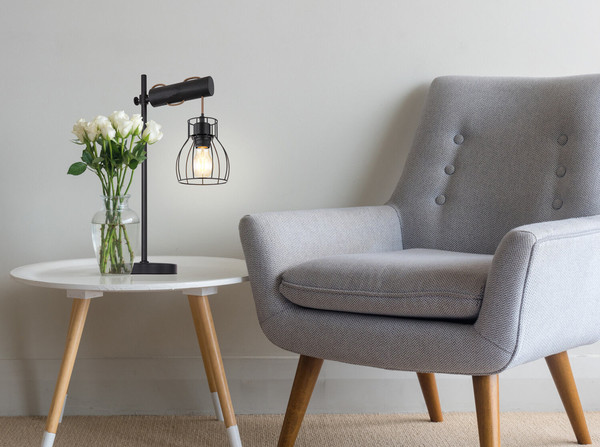 Globo Mina E27 Tischleuchte 40W Schwarz Matt, Metall Ø13,6cm 15326TNB