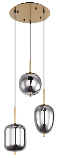 Globo Pendelleuchte Blacky I 3-flammig E14 Messingfarben Metall Glas Ø46cm