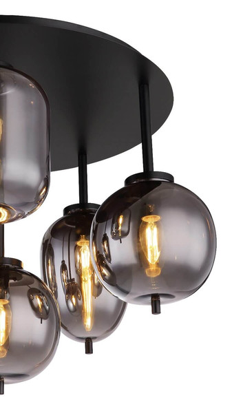 Globo Deckenleuchte Blacky 6-flammig E14 Schwarz matt rauchfarben Metall Glas Ø63cm
