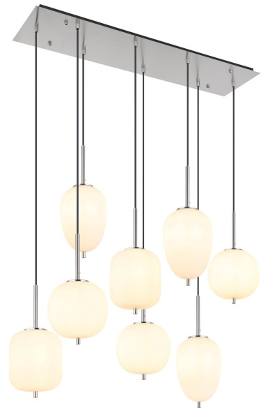 Globo Blacky I E14 Hängeleuchte 8-fach 40W Nickel Matt, Metall 120cm 15345-8NO