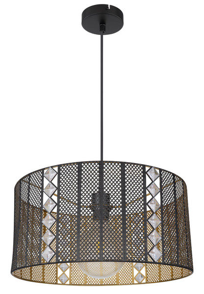 Globo Abini E27 Hängeleuchte 60W Schwarz Matt, Metall Ø42cm 15450H