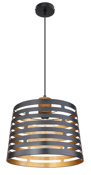 Globo Ablona E27 Hängeleuchte 60W Schwarz Matt, Metall Ø35cm 15451H1