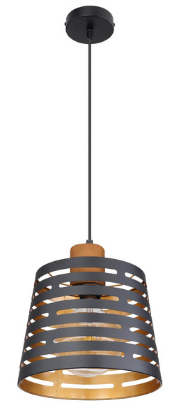 Globo Ablona E27 Hängeleuchte 60W Schwarz Matt, Metall Ø25cm 15451H